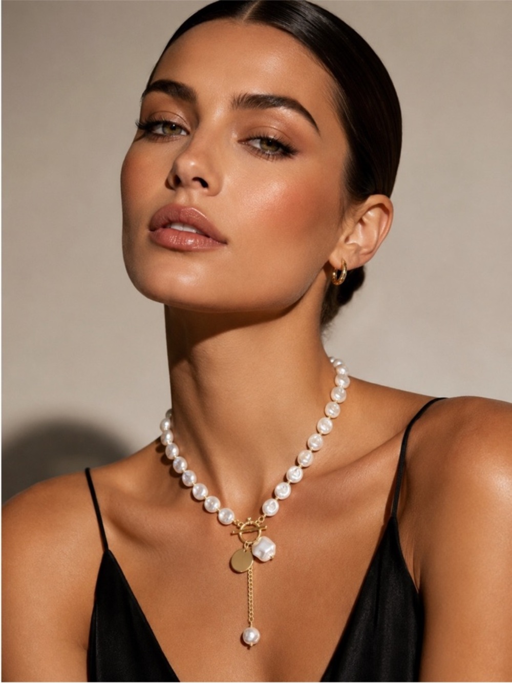 New Mayamar fresh water Pearl and Gold Toggle Pendant Necklace